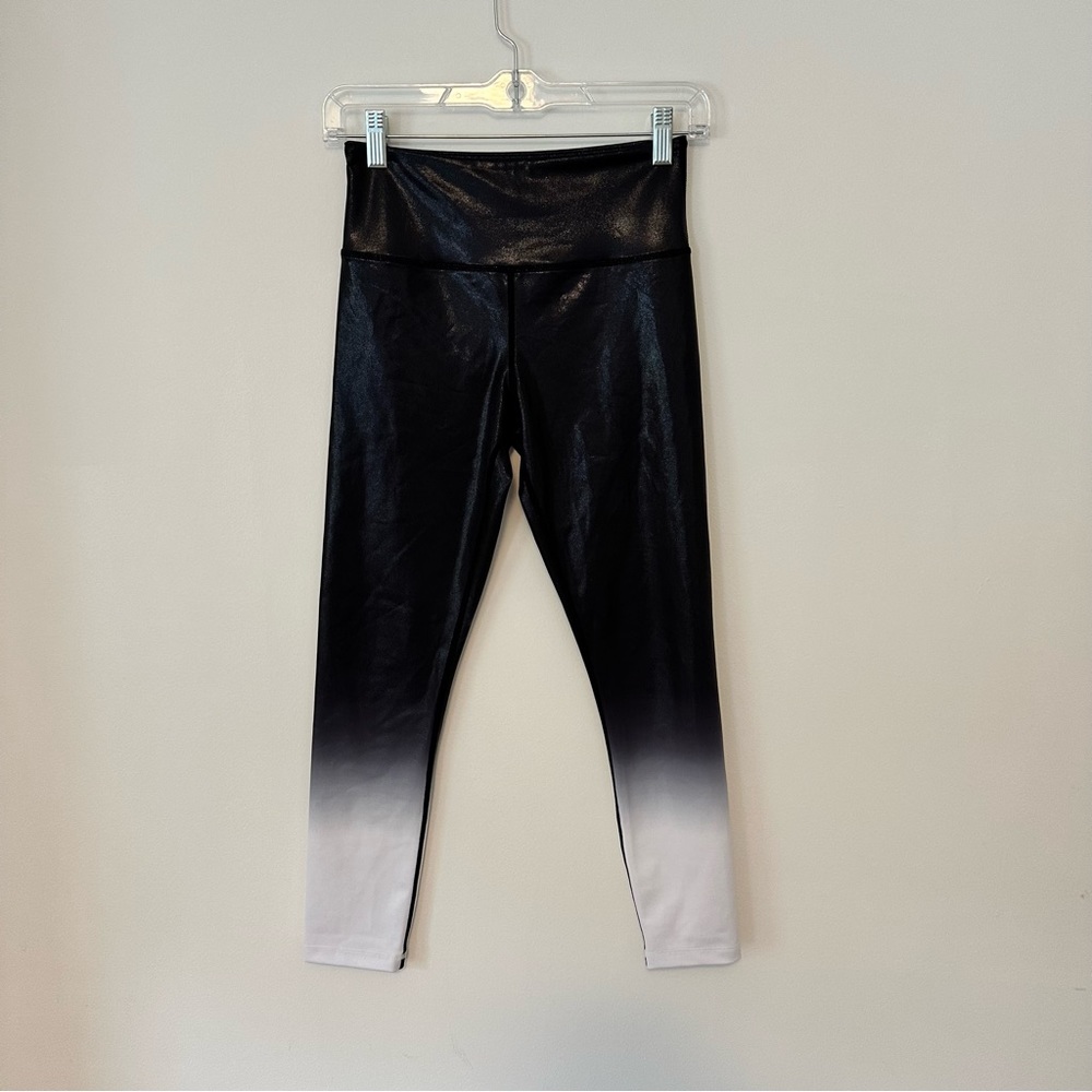 Zyia Black Metallic Ombré Light n Tight Hi-rise Leggings